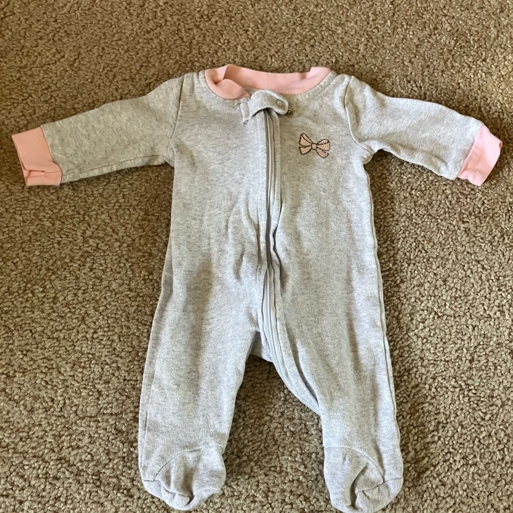 Gray and Pink Kids One Piece